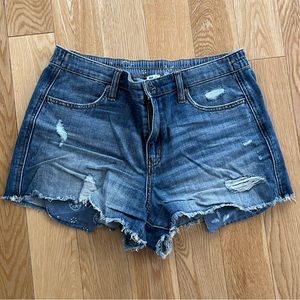 Aerie Elastic Waist Denim Short - Blue